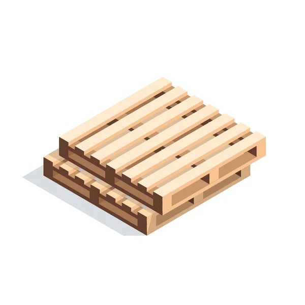 Isometric wooden pallets. — Stock Vector