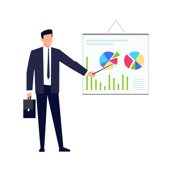 Empresário em um estilo plano isolado no fundo branco . —  Vetores de Stock