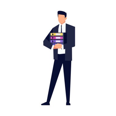 Beyaz arka plan üzerinde izole bir düz stil işadamı.