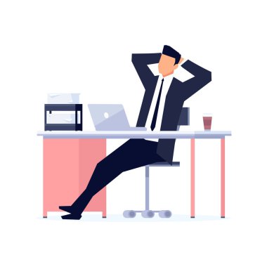 Beyaz arka plan üzerinde izole bir düz stil işadamı.