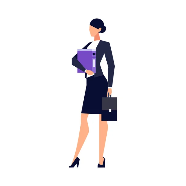 Femme d'affaires dans un style plat isolé sur fond blanc . — Image vectorielle