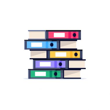 Beyaz arka plan üzerinde izole office klasörler yığını.