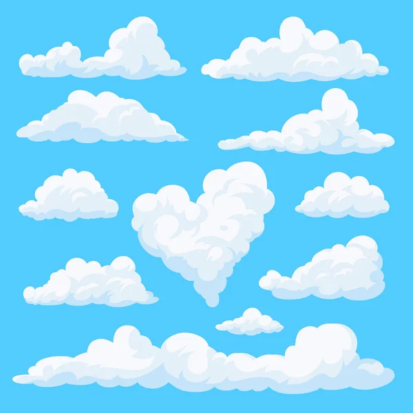 Flauschige Wolken im Cartoon-Stil. — Stockvektor