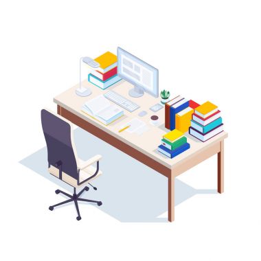 kitap yığınları ile 3D tablo.