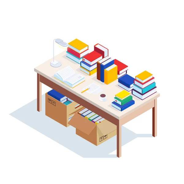 Isometric workplace isolated. — Stock Vector