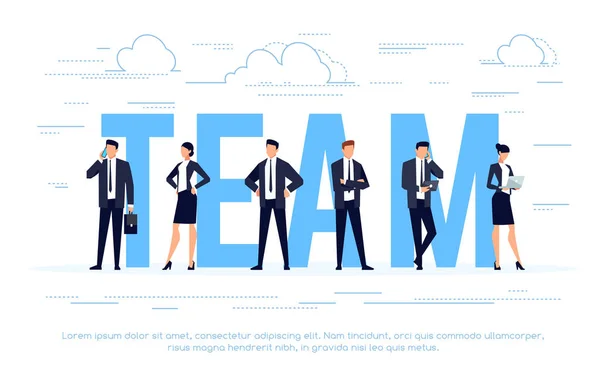 Concept of a business team in a flat style. — Stock Vector