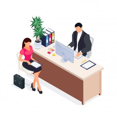 İş görüşmesi izometrik kavramı.