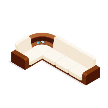 Beyaz arka plan üzerinde izole izometrik kanepe.