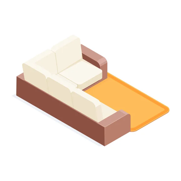 Изометрический диван на белом фоне . — стоковый вектор