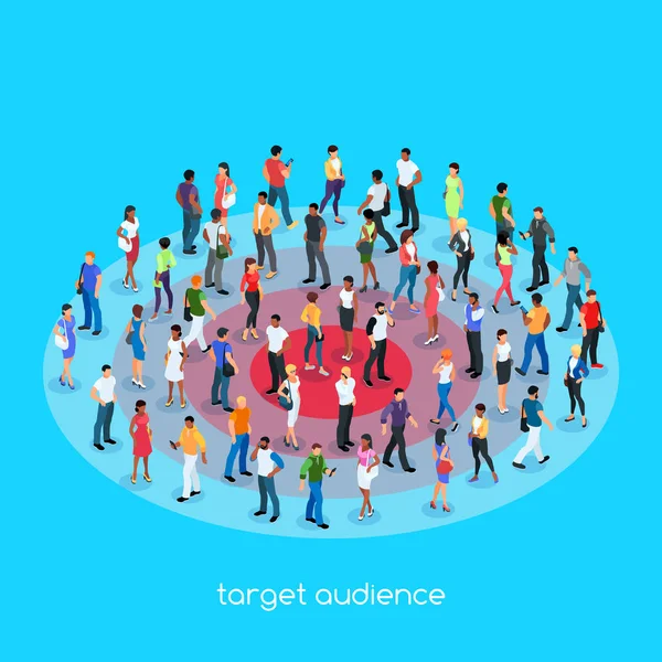 Isometric social concept. Target audience. — Stock Vector