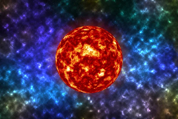 oluşturulan bilgisayar: yıldızların ve galaksilerin uzayda parlayan güneş ile