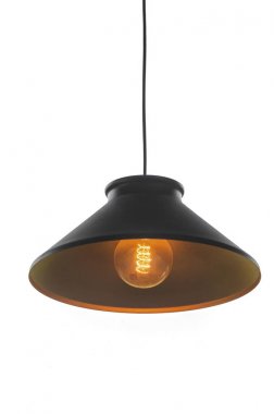 Vintage parlayan ampul beyaz arka plan üzerinde asılı