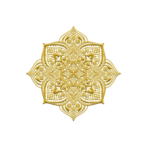 Symmetriskt Mandala Mönster Dekorativa Designelement Yta Gyllene Konsistens Svart Bakgrund — Stockfoto