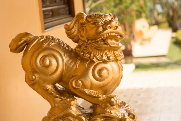 the sculpture of the animal in the Asian Buddhist temple