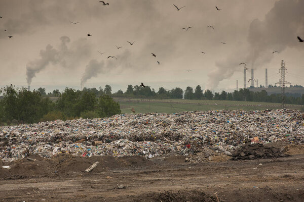 Large garbage dump outside of the city.