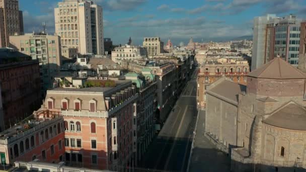 Aerial View. Genoa Old Town cityscape. — Stock Video