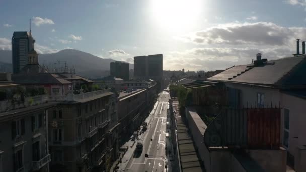 Aerial View. Genoa, Italy, Liguria, Old Town. — Stock Video