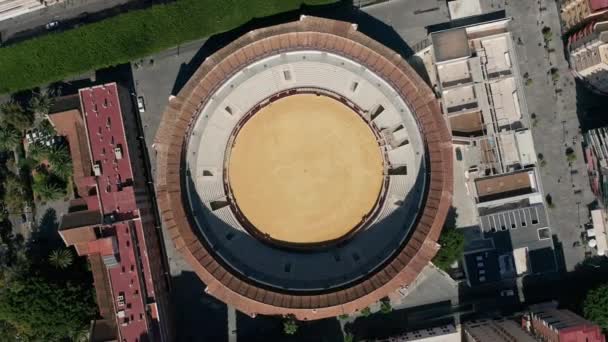 Вид с воздуха. Испанское кольцо быка, Малага, Испания . — стоковое видео