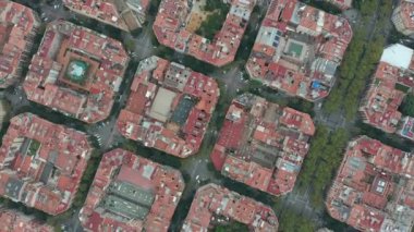 Hava görüntüsü. Barcelona Eixample Genel Görünümü.