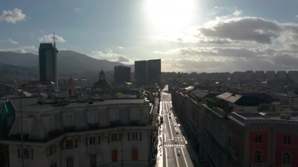 Légitekintés. Genova, Olaszország, Liguria, Óváros. — Stock videók