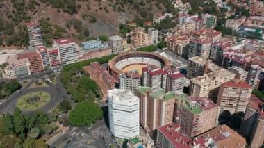 Hava görüntüsü. Toros Meydanı, Malaga, İspanya.