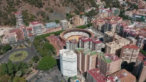 Widok z lotu ptaka. Plaza de Toros, Malaga, Hiszpania. — Wideo stockowe