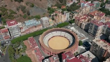 Hava görüntüsü. İspanya boğa ringi, Malaga, İspanya.