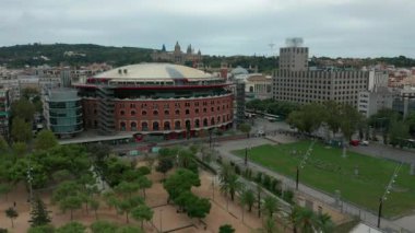 Hava görüntüsü. Barselona 'daki İspanyol Meydanı