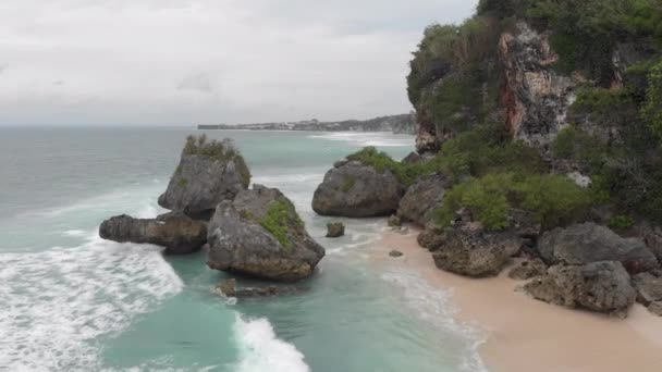 Uitzicht Vanuit Lucht Zee Het Zandstrand — Stockvideo