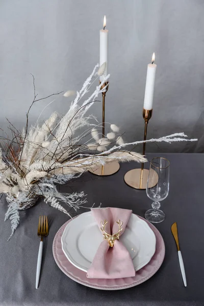 New Year's setting table — Stock Photo, Image