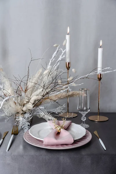 New Year's setting table — Stock Photo, Image