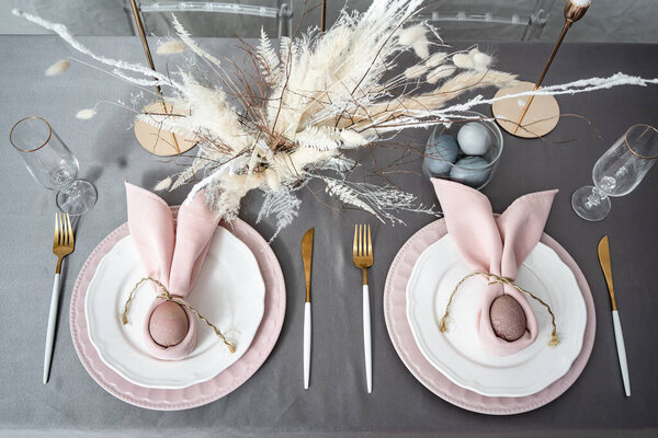 Setting Easter table