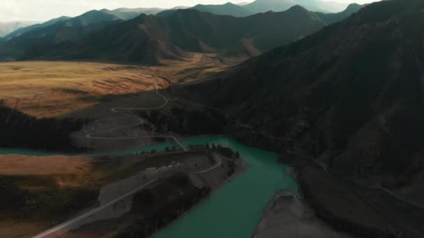 Vista Aérea Montaña Turquesa Río Katun Montañas — Vídeo de stock