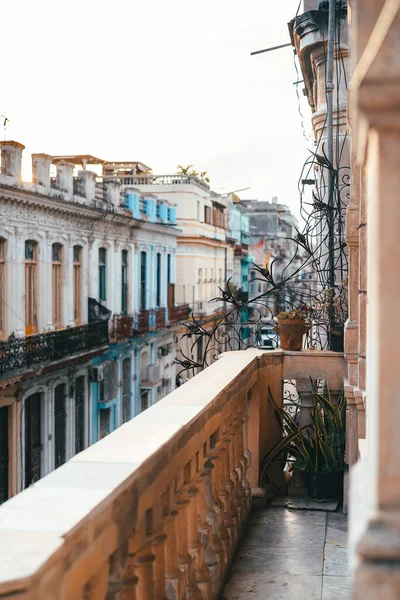 Rues Maisons Coucher Soleil Dans Vieille Havane Cuba Avec Les — Photo