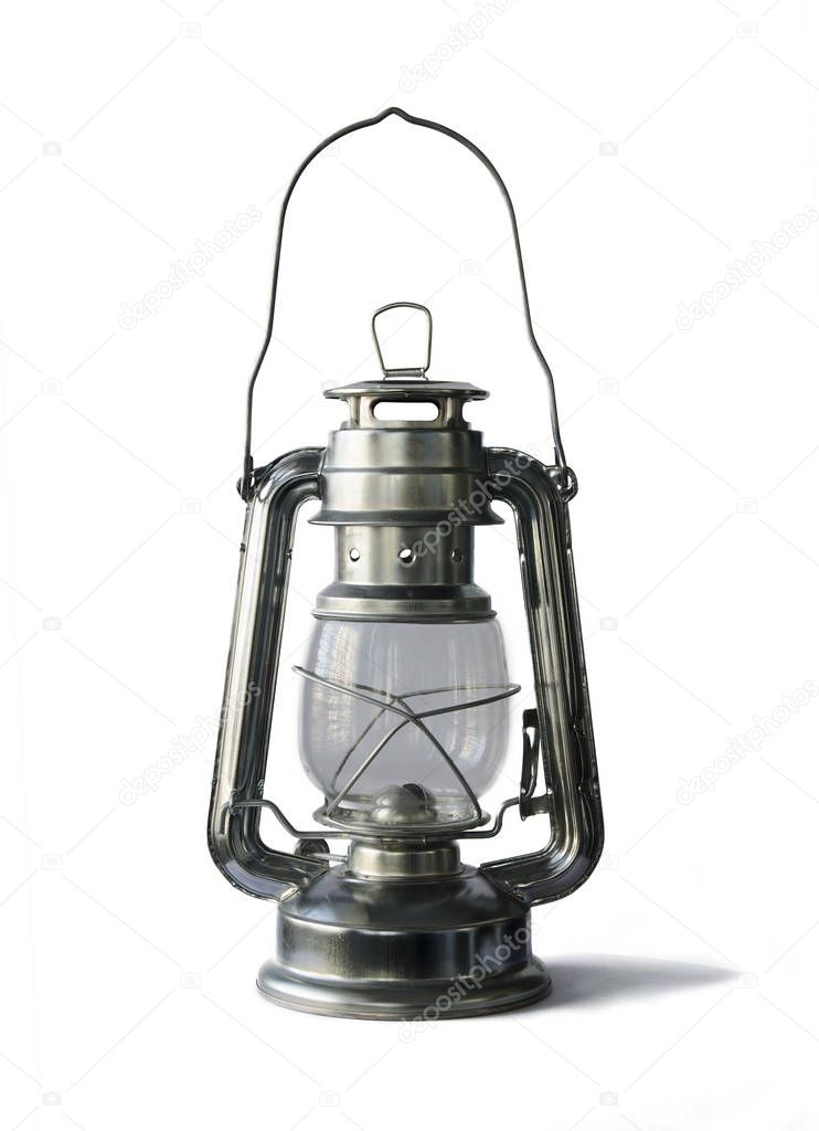 kerosene lamp on white background