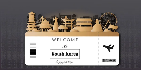 한국의 포스터 세계적으로 랜드마크에 스타일 — 스톡 벡터