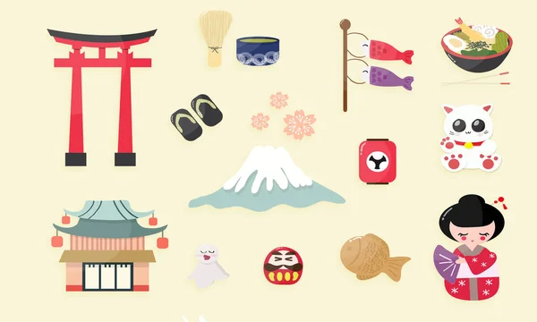 Cute Tokyo Japan Paper Cut Style Vectors Illustrations — Stock vektor