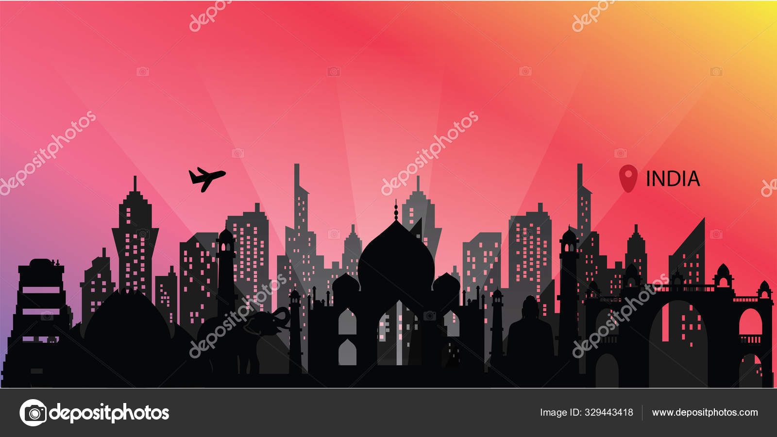 India Travel Postcard Poster Tour Advertising World Famous Landmarks