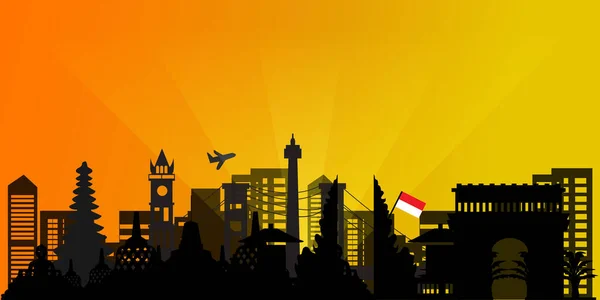 Ινδονησία Ταξιδιωτική Κάρτα Αφίσα Περιοδεία Διαφήμιση Του Παγκοσμίου Φήμης Αξιοθέατα — Διανυσματικό Αρχείο