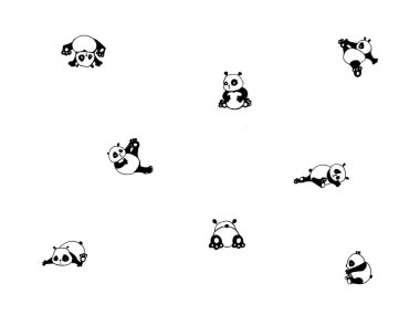  Panda 'da kusursuz desen var. Tatlı çocuk baskısı. Panda eli çizimi. Mürekkep illüstrasyonu