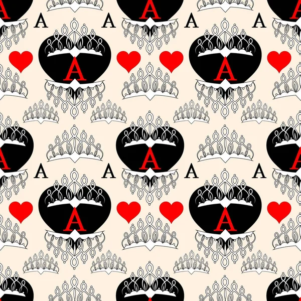 Kart tasarım elementlerinin kusursuz deseni. Klasik renk şemasında kupa ası.