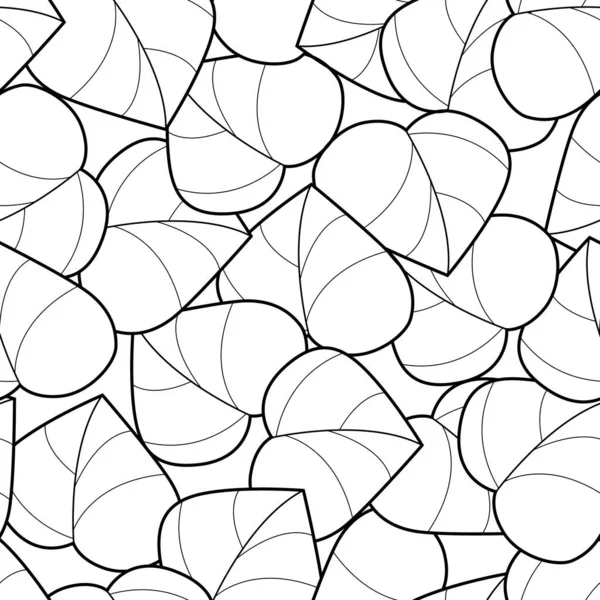 黑白相间的无缝背景 以奇异叶子的形式存在于植物元素中 — 图库矢量图片