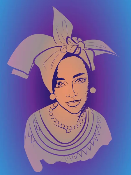 Illustration Vivante Belle Fille Costume Ethnique — Image vectorielle