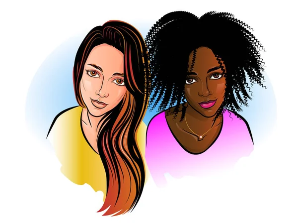 iki güzel kızın renk çizimi