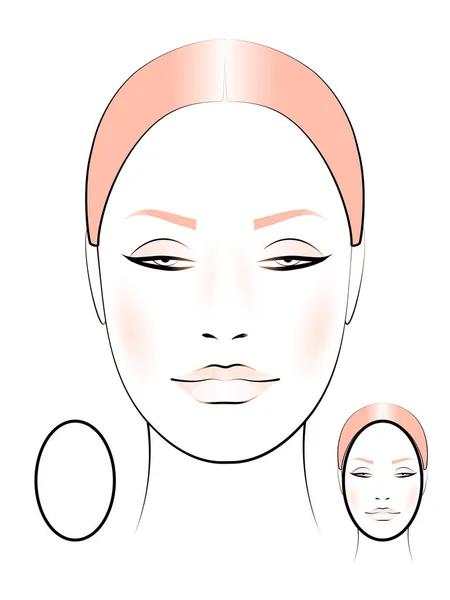 Modelo Para Criar Maquiagem Com Imagem Rosto Feminino Forma Oval — Vetor de Stock
