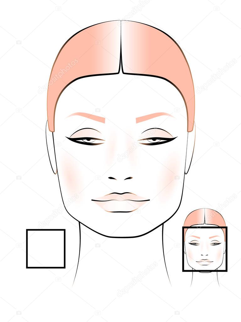  template for creating makeup with the image of a female face of a square shape