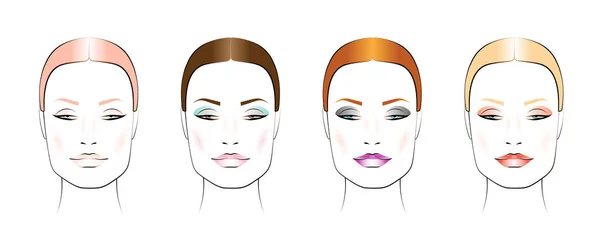 Rostro Femenino Con Maquillaje Retrato Color Para Crear Maquillaje — Vector de stock