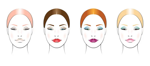 Female Face Makeup Color Portrait Create Makeup — Stock Vector