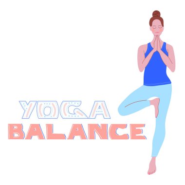 Yoga pozu vermiş güzel bir kız resmi. El çizimi. Bir Doodle 'ın karikatür çizimi. Spor, yaşam tarzı