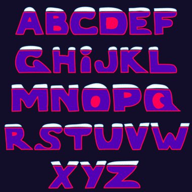 Elle çizilmiş Latin alfabesi. Tasarımınızda kullanılabilmesi için izole harfler